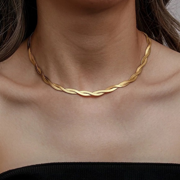 New 18K Gold Double Layer Snake Chain Necklace, nice Necklace, cute Necklace - Picture 2 of 8